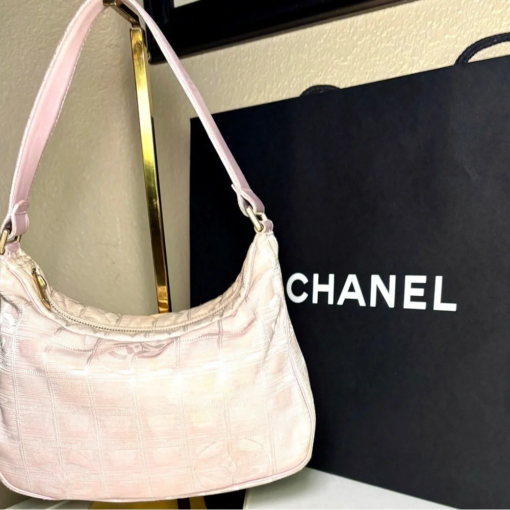 Authentic Chanel New Travel Line Pink Hobo Bag